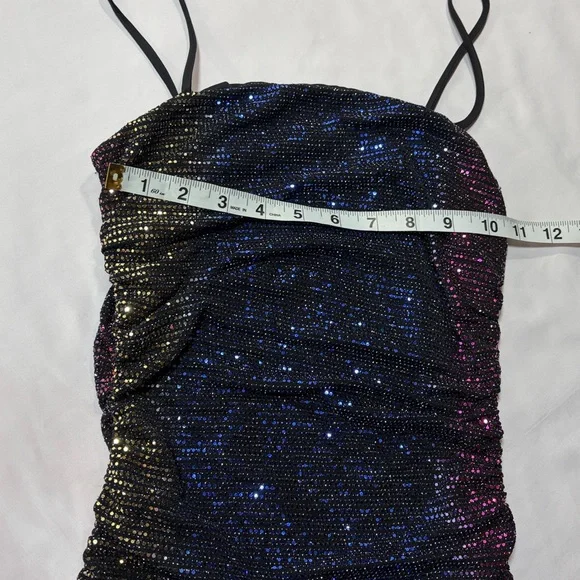 Sabora mini rouched dress glitter size small - Picture 2 of 8